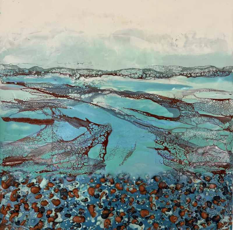 Estuary, an encaustic painting by Gail Greer