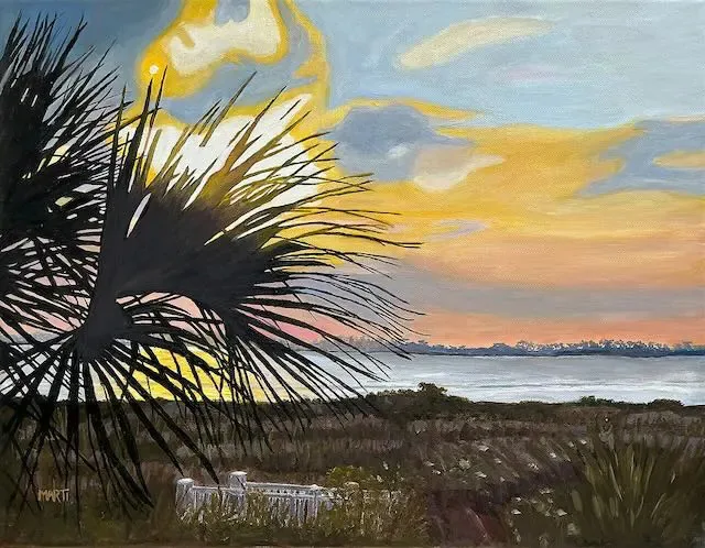 Palmetto Sunset by Marti Rogers, oil on canvas